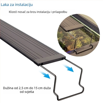 Ravno ultra tanko LED svjetlo za vodene biljke, rasvjeta za akvarij, svjetlo za akvarij, prigušljivo, osvjetljavajuće svjetlo za akvarij za travu, vodootporno dodatno svjetlo, svjetlo za ubijanje algi