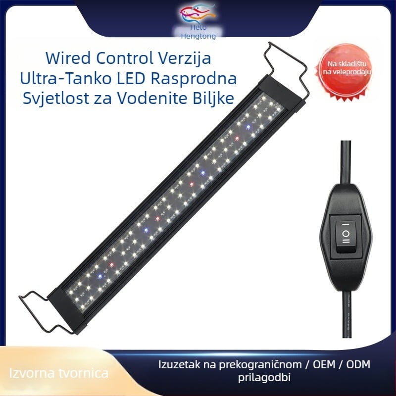 Ravno ultra tanko LED svjetlo za vodene biljke, rasvjeta za akvarij, svjetlo za akvarij, prigušljivo, osvjetljavajuće svjetlo za akvarij za travu, vodootporno dodatno svjetlo, svjetlo za ubijanje algi