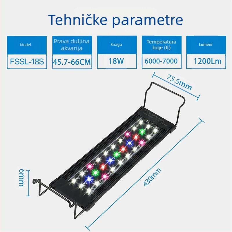 Ravno ultra tanko LED svjetlo za vodene biljke, rasvjeta za akvarij, svjetlo za akvarij, prigušljivo, osvjetljavajuće svjetlo za akvarij za travu, vodootporno dodatno svjetlo, svjetlo za ubijanje algi