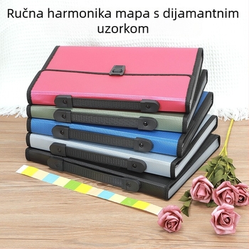 A4 torba s dijamantnim uzorkom, harmonikaška torba s kopčom, 13 mreža, veliki kapacitet, vrećica za informacione datoteke, studentska torba za pohranu testnog papira, veleprodaja