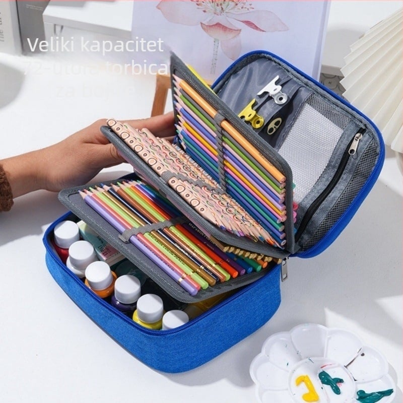 Prekogranična popularna torba za olovke velikog kapaciteta za studente, torba za olovke u 72 boje, višenamjenska kutija za pohranu pribora za pisanje
