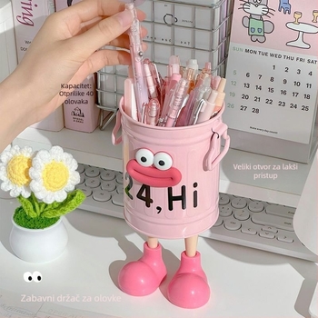 Visokokvalitetni crtani personalizirani držač za olovke, studentski stolni ured velikog kapaciteta, slatka jednostavna retro kanta za pohranu
