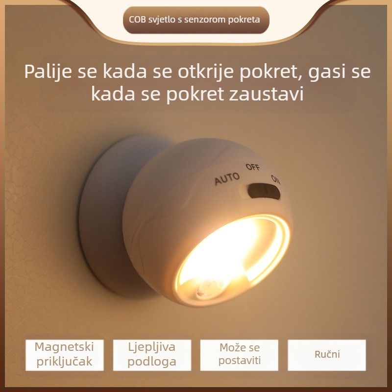 Popularno noćno svjetlo od 360 stupnjeva, rotirajuće svjetlo za hodnik, noćno svjetlo za prolaz, senzor ljudskog tijela, zidno svjetlo s magnetskim...