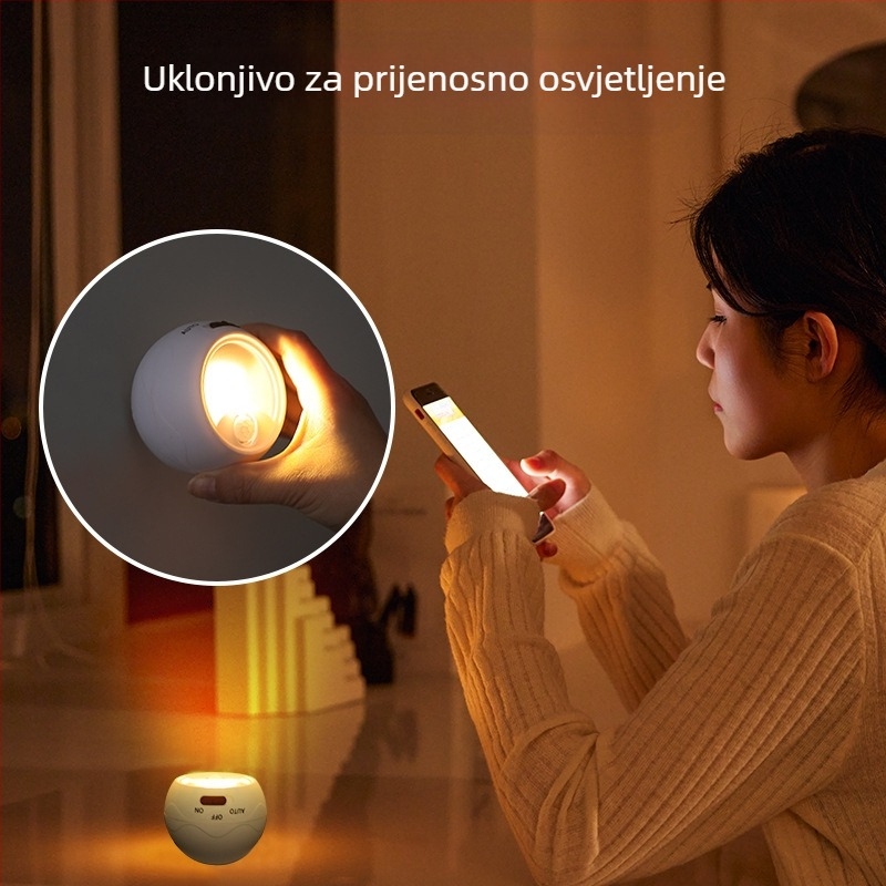 Popularno noćno svjetlo od 360 stupnjeva, rotirajuće svjetlo za hodnik, noćno svjetlo za prolaz, senzor ljudskog tijela, zidno svjetlo s magnetskim...