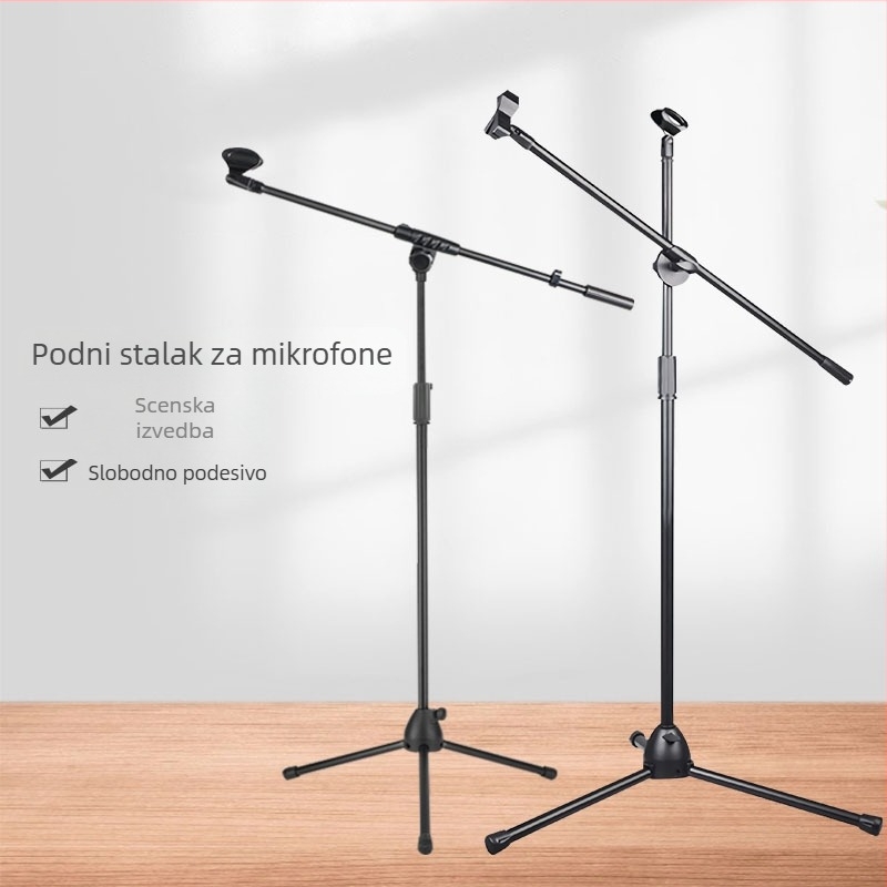 Stalak za mikrofon Prijenos uživo Snimanje karaoka Podni stalak za podizanje mikrofona Scenski nastup Vertikalni stalak za mikrofon Tronožac