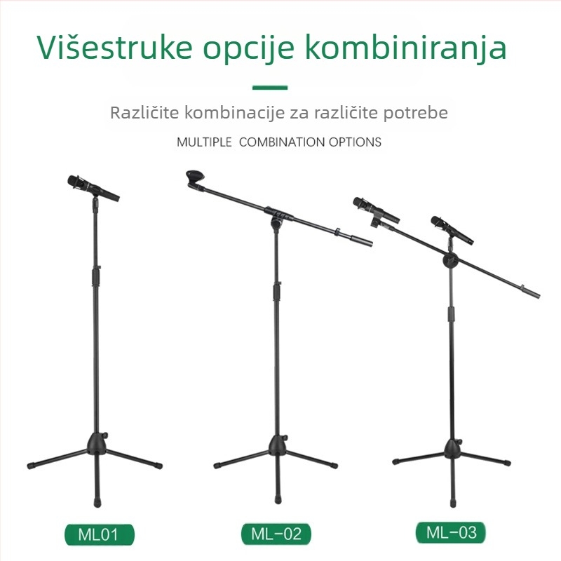 Stalak za mikrofon Prijenos uživo Snimanje karaoka Podni stalak za podizanje mikrofona Scenski nastup Vertikalni stalak za mikrofon Tronožac