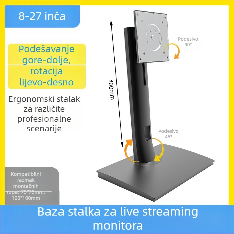 Rotirajući i podesivi stalak za monitor računala, 8-27 inča, podesivi i rotirajući okvir za podršku