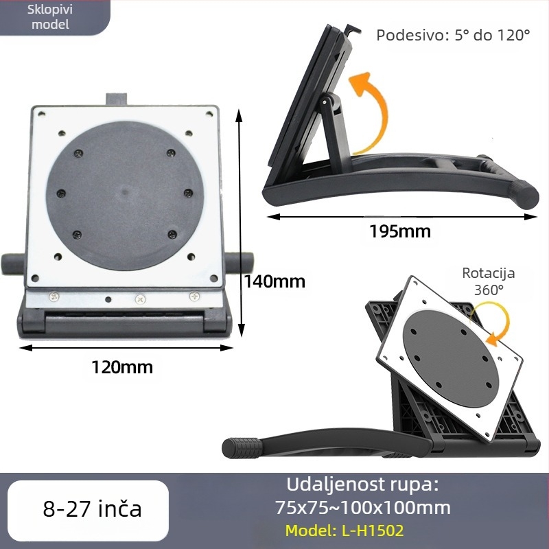 Rotirajući i podesivi stalak za monitor računala, 8-27 inča, podesivi i rotirajući okvir za podršku