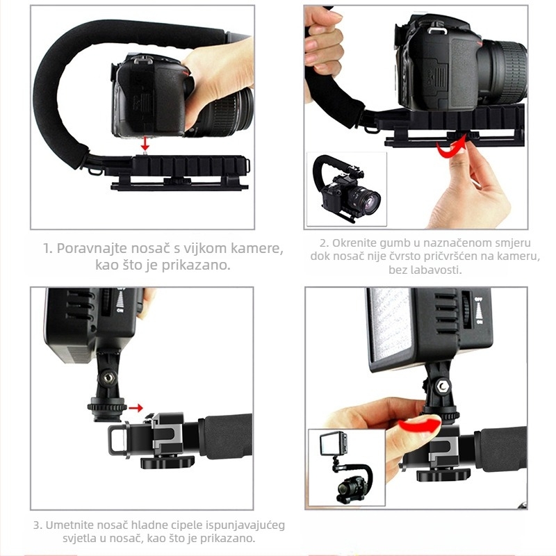 Puluz Fat Cow Hot Shoe C-Type nosač DSLR bljeskalica za snimanje uživo niskih snimaka ručni stalak ručni stabilizator