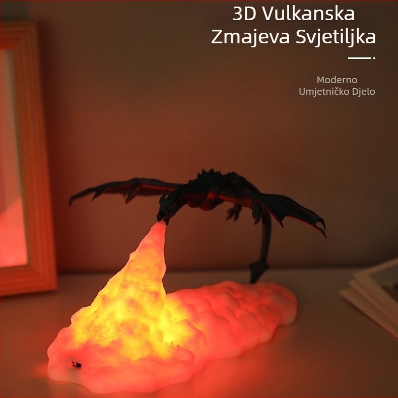 3D printana vatrena zmajeva lampa raketna lampa spavaća soba kreativni ukras noćno svjetlo LED punjivo noćno svjetlo blagdanski poklon