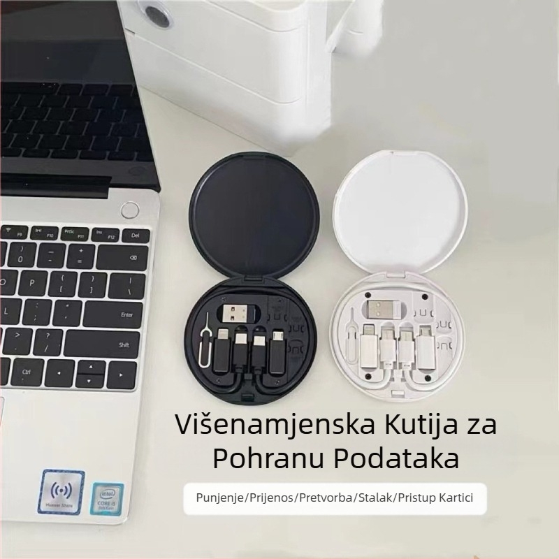 Prijenosna višenamjenska kutija za pohranu podataka od 60 W, uvlačivi adapter s jednim na tri, kabel za brzo punjenje
