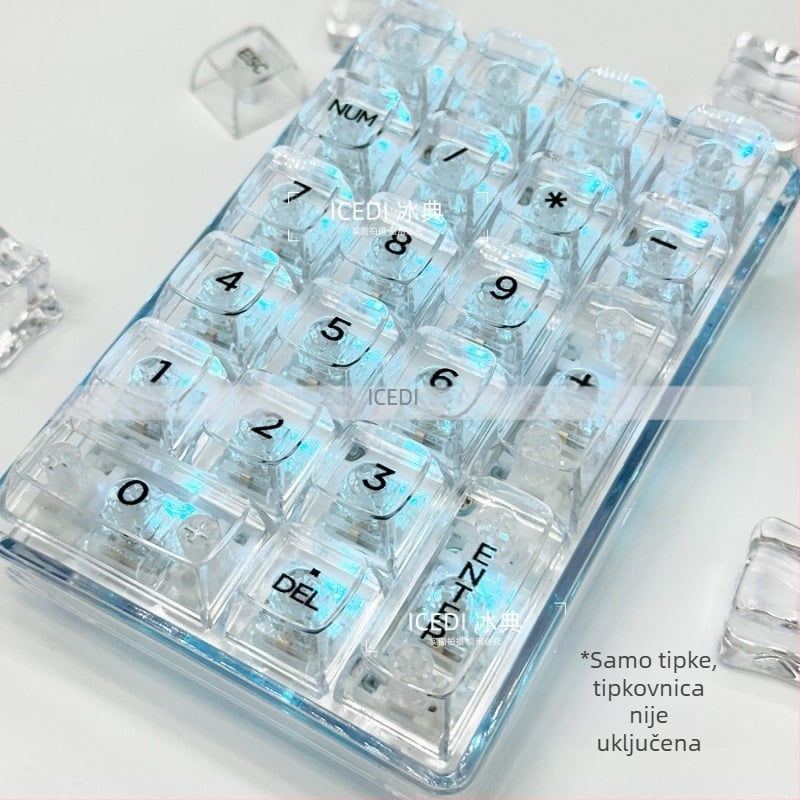 OEM visoko magnetske osne kapice za tipke, prozirni kristalni PC mehanički univerzalni kompletni set malih numeričkih tipkovnica RGB RGB svjetlosni efekt