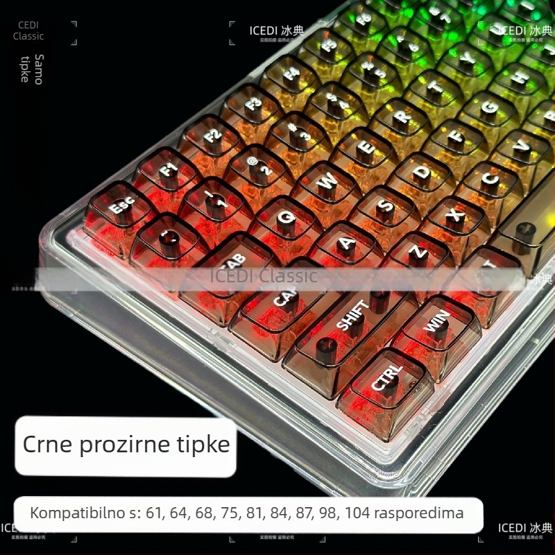 OEM visoko magnetske osne kapice za tipke, prozirni kristalni PC mehanički univerzalni kompletni set malih numeričkih tipkovnica RGB RGB svjetlosni efekt