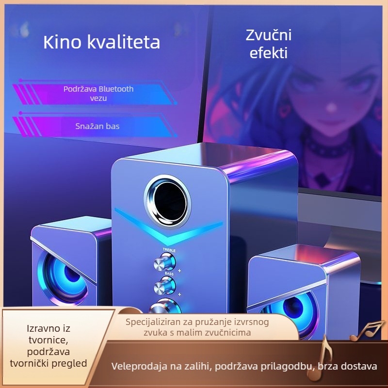Audio računalo stolno računalo kućno prijenosno računalo stolno računalo visoke glasnoće žičani USB subwoofer snažan bas Bluetooth zvučnik