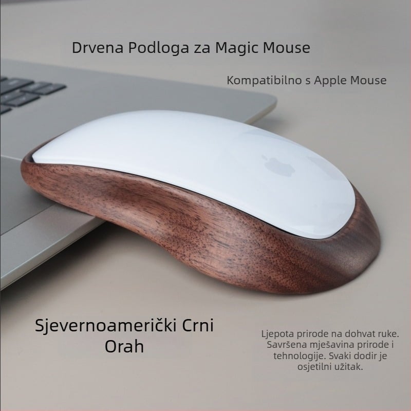 Zaštitna futrola za Magic Mouse od oraha, pogodna za Apple Magic Mouse, pojačavajuća baza od punog drva