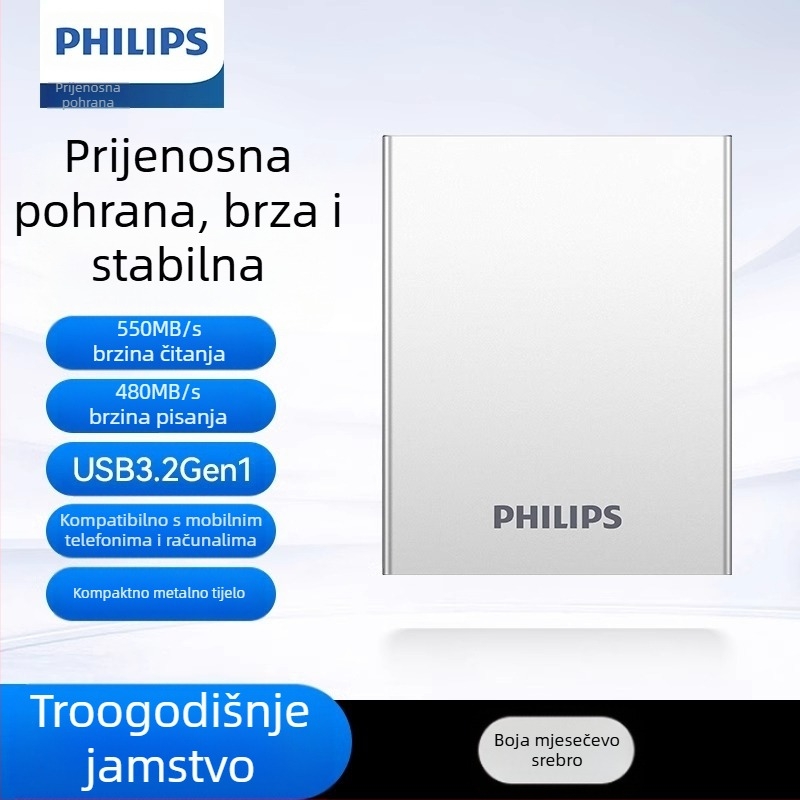Philips PSSD Mobilni SSD pogon Mobilni telefon Računalo Type-C Tvrdi disk s dvostrukom namjenom Brza pohrana Veleprodajno proširenje