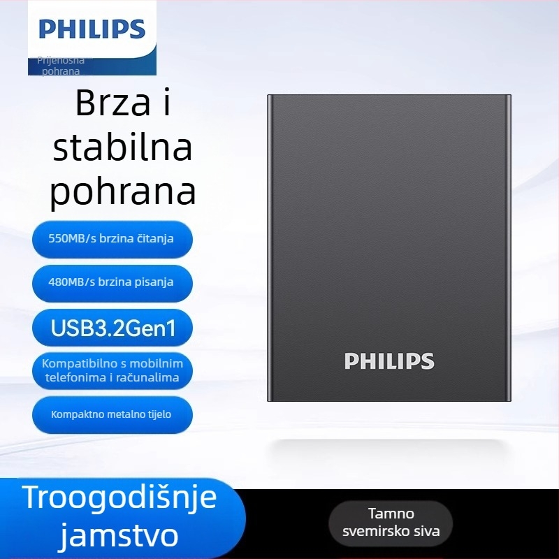 Philips PSSD Mobilni SSD pogon Mobilni telefon Računalo Type-C Tvrdi disk s dvostrukom namjenom Brza pohrana Veleprodajno proširenje