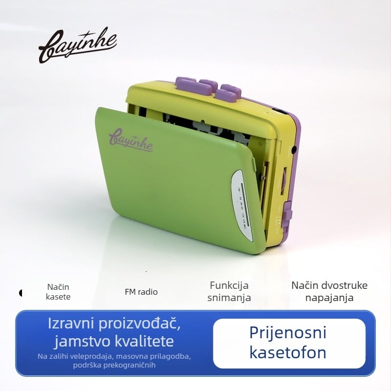 Bayin box prekogranični novi kasetofon walkman sa slušalicama prijenosni radio kasetofon slušanje reprodukcija engleskog jezika