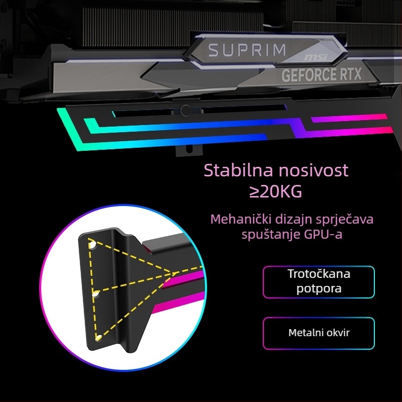 Nosač grafičke kartice 4090 ARGB Shengguang sinkroni priključak za grafičku karticu, vertikalni nosač, nosač grafičke kartice za stolno računalo 3060