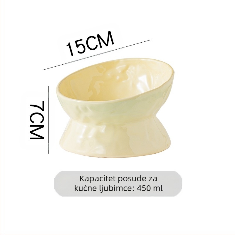 Zdjela za mačke, zdjela za pse, keramička potrepština za mačke, slatka dijagonalna dvostruka zdjela, zaštita za vrat umivaonika za mačke, visoka zdjela, antidetonacijska umivaonik za pse, veleprodaja