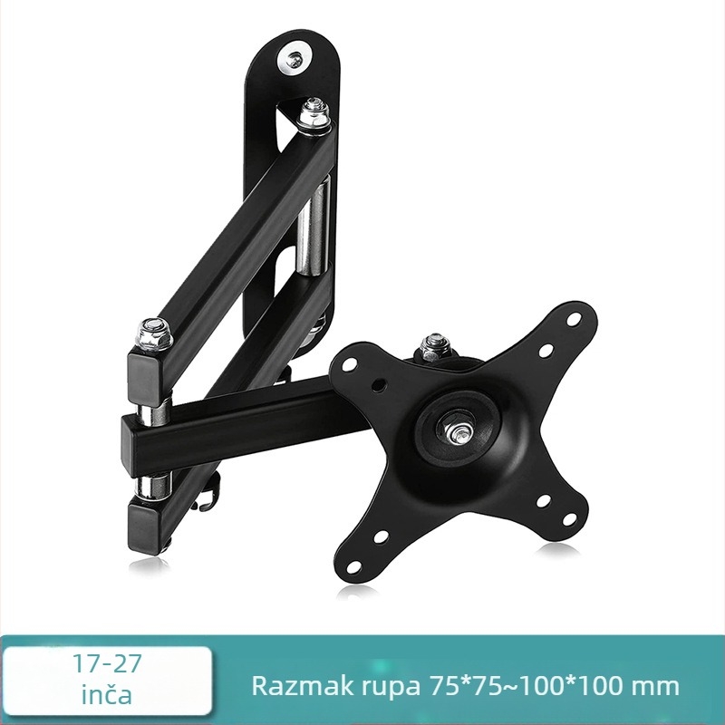 Teleskopski rotirajući stalak za monitor za montažu na zid, horizontalno i vertikalno prebacivanje ekrana, univerzalni, za montažu na zid, 17, 24, 27, 32 inča