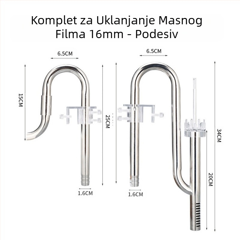 Akvarij za travu, ulaz i izlaz od nehrđajućeg čelika za uklanjanje uljne folije, set za ulje, pribor za akvarij za travu, filter za akvarij, oprema, kanta za vodu