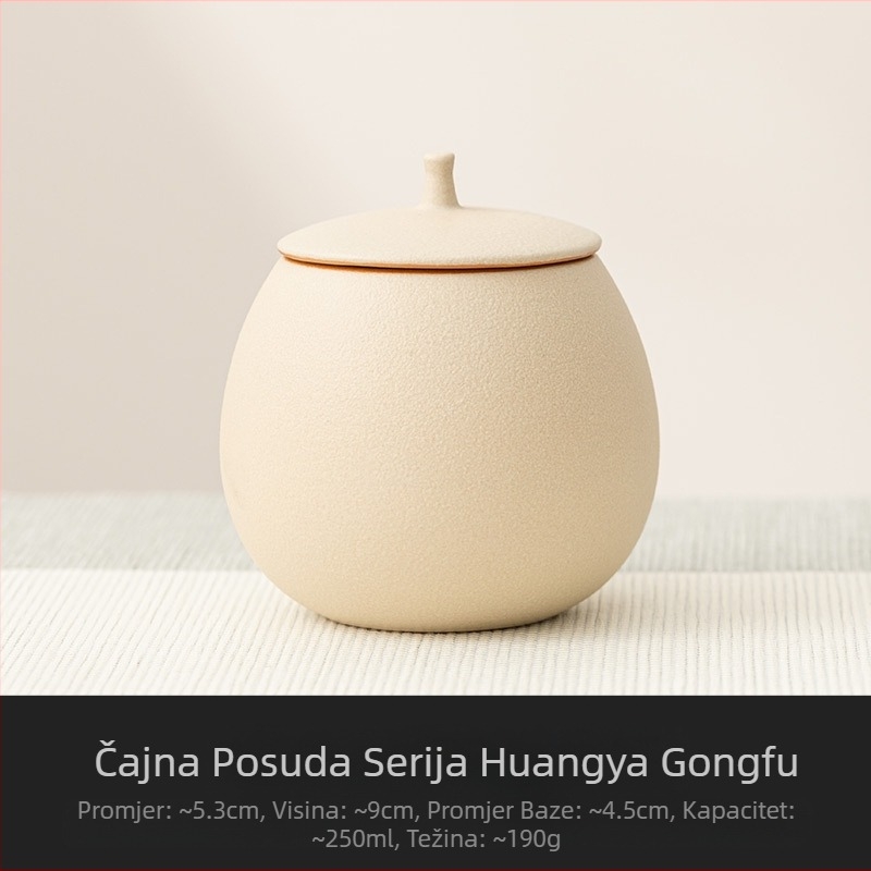 Bež keramička limenka za čaj, prazna limenka, mala zatvorena limenka, kućanski crni čaj Pu'er Longjing, limenka za čaj, vodootporna limenka za pohranu