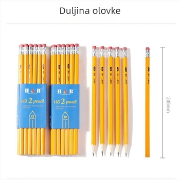 144 žute olovke HB s gumicom, pribor za pisanje za učenike, dječji pribor za pisanje, olovka za početnike, obavezna za početak škole.