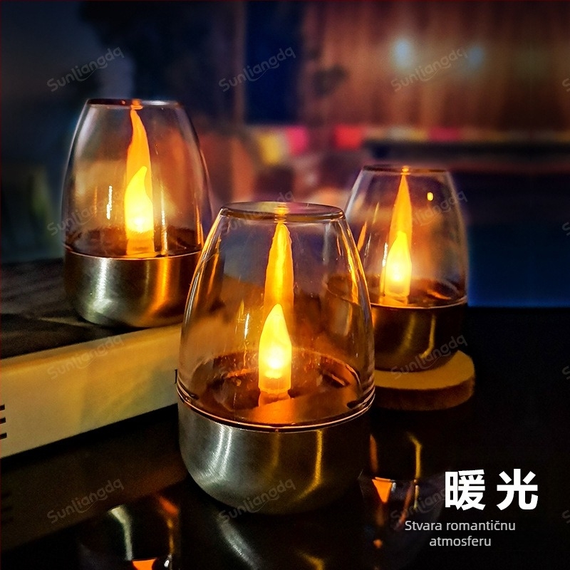 ♡Prekogranično solarno svjetlo za vanjsko dvorište LED svjetlo od nehrđajućeg čelika za svijeće, noćno svjetlo za travnjak, terasu, Noćno svjetlo za Noć vještica