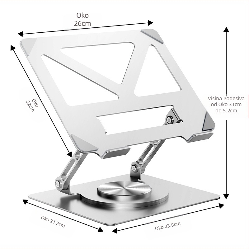 Rotirajući stalak za prijenosno računalo, vertikalni stolni podizni, šuplji, rashladni, podizni, sklopivi metalni stalak za prijenosno računalo