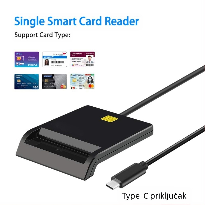USB2.0 pametni čitač pametnih kartica IC bankovna kartica Type-C višenamjenski čitač kartica podržava SIM ID CAC