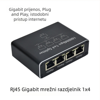 Gigabitni mrežni razdjelnik 1 na 4, mrežni dijeljenik, mrežni priključak 1 na 4, RJ45 mrežni razdjelnik kabela, preklopnik