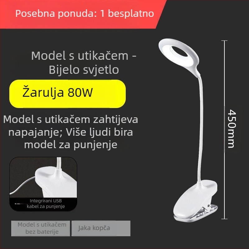 Mala stolna lampa, radni stol sa zaštitom za oči, studentski dom za pisanje, utikač za punjenje, radni stol uz krevet s dvostrukom namjenom u spavaćoj sobi
