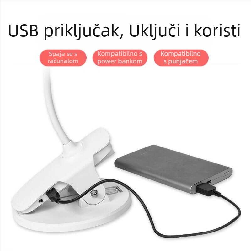 Mala stolna lampa, radni stol sa zaštitom za oči, studentski dom za pisanje, utikač za punjenje, radni stol uz krevet s dvostrukom namjenom u spavaćoj sobi