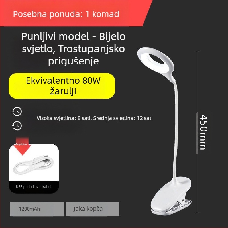Mala stolna lampa, radni stol sa zaštitom za oči, studentski dom za pisanje, utikač za punjenje, radni stol uz krevet s dvostrukom namjenom u spavaćoj sobi