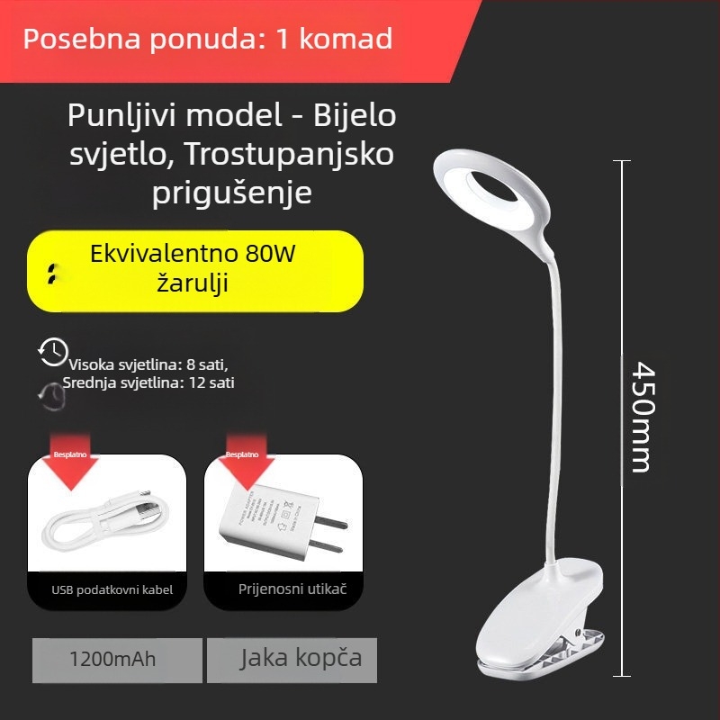 Mala stolna lampa, radni stol sa zaštitom za oči, studentski dom za pisanje, utikač za punjenje, radni stol uz krevet s dvostrukom namjenom u spavaćoj sobi