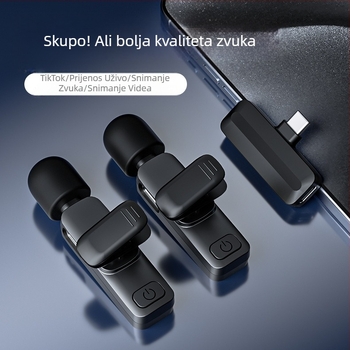 Prekogranični mobilni mikrofon za prijenos uživo, novi bežični lavalier mikrofon s dvostrukom utičnicom i smanjenjem buke, HD snimanje, Douyin