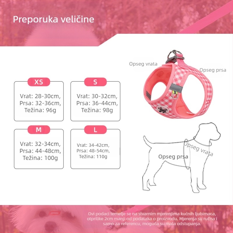 Amazon Explosions Mačja uzica za kućne ljubimce, prsa za leđa, mačić, karirani print, prozračna, za pse, prsa za leđa, štene, preko granice