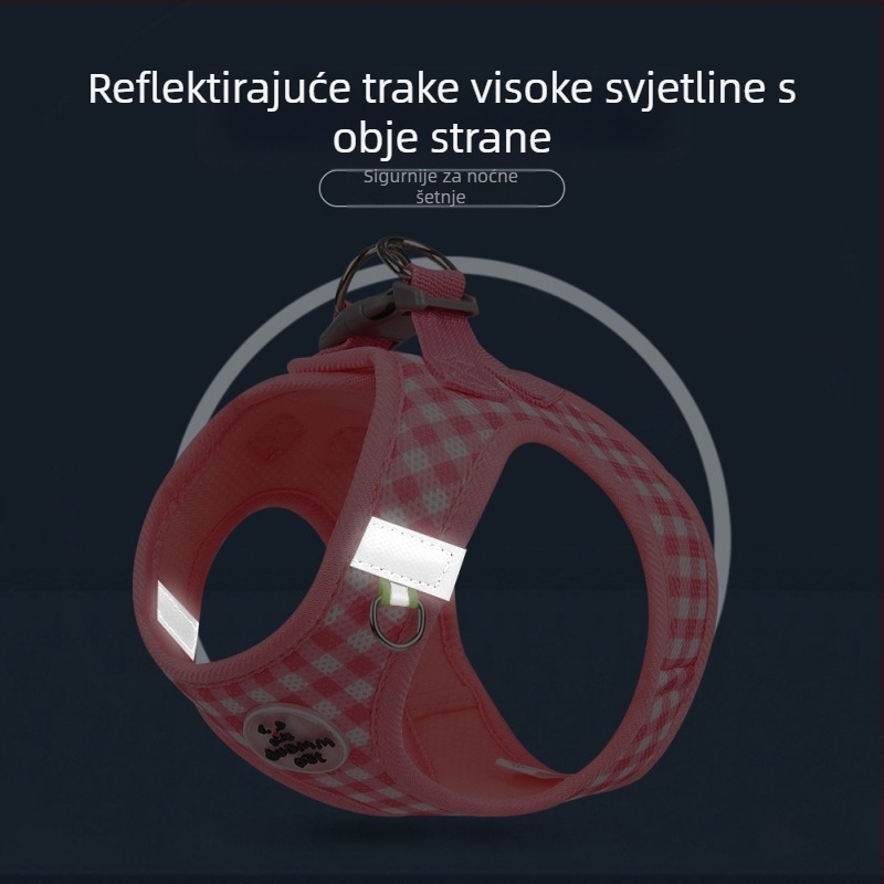 Amazon Explosions Mačja uzica za kućne ljubimce, prsa za leđa, mačić, karirani print, prozračna, za pse, prsa za leđa, štene, preko granice