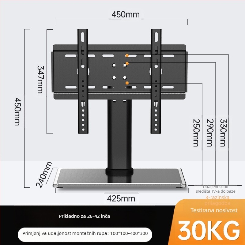 Univerzalna TV polica bez bušenja, povišeno postolje za TV stol, 32/55/65/80 inča