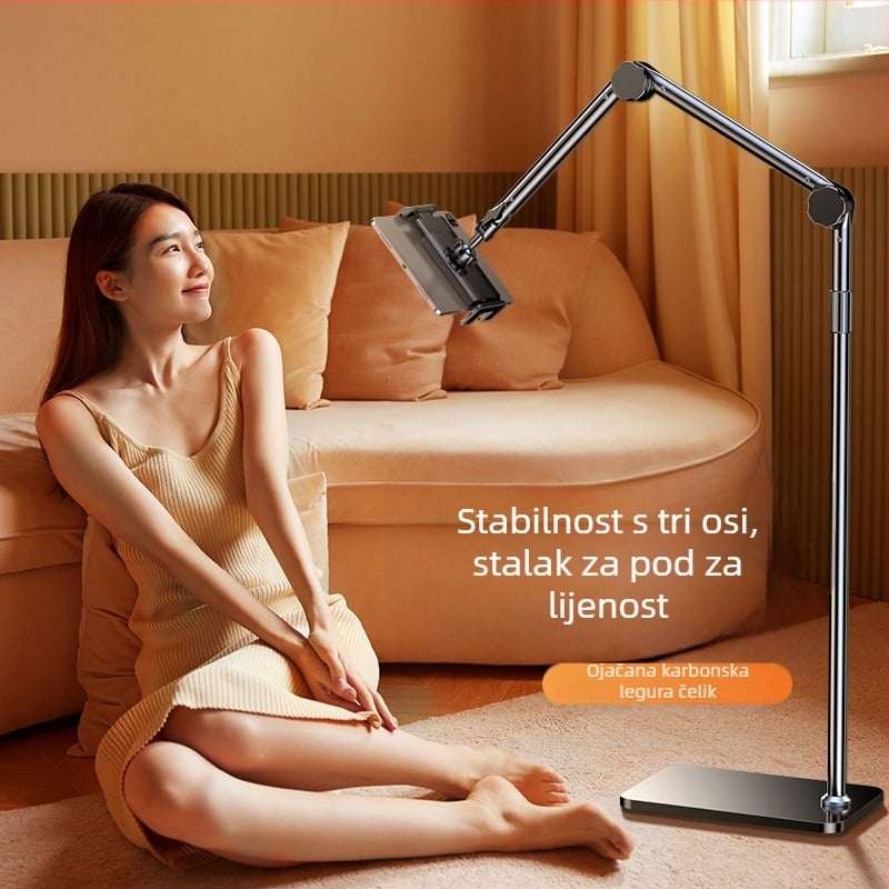 Metalni stalak za tablet uz krevet, za pucanje, univerzalni konzolni stalak za mobitel, pod