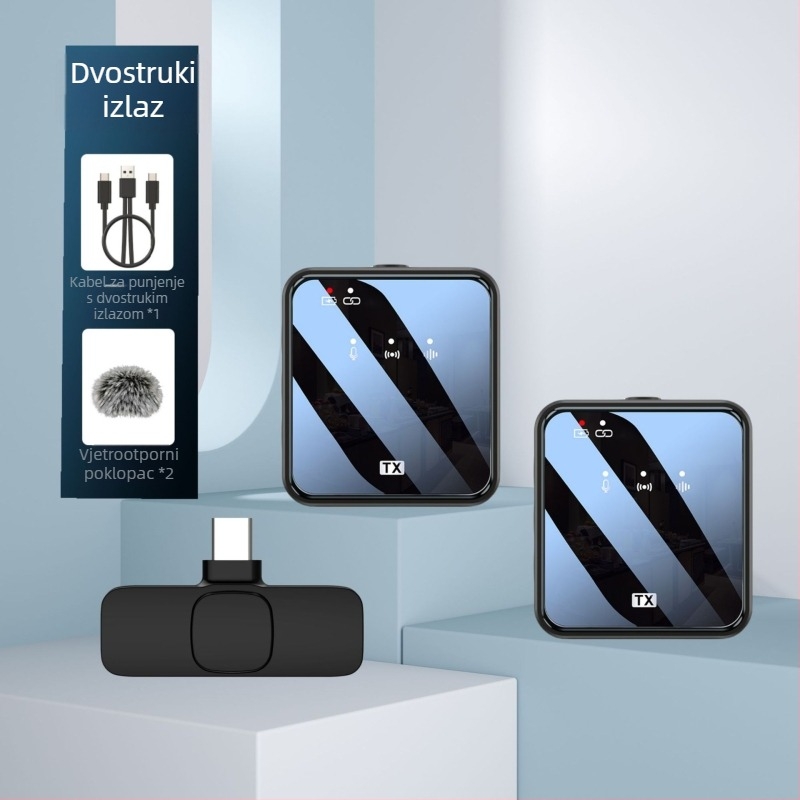 Tvornički bežični mikrofon s kopčom za ogrlicu s izravnom tvorničkom uslugom vanjsko snimanje uživo mikrofon za smanjenje buke s jednim povlačenjem i dva bežična mikrofona