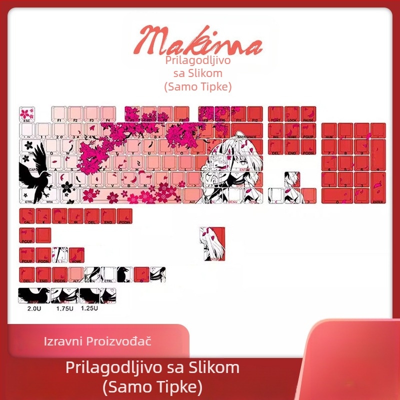 Kolekcija kapica tipki s motivom djevojke s motivom trešnje u cvatu, lisice i bočnim ugraviranim gradijentom, termalna sublimacija, prozirna kapica sekundarnih tipki, prekogranične eksplozije