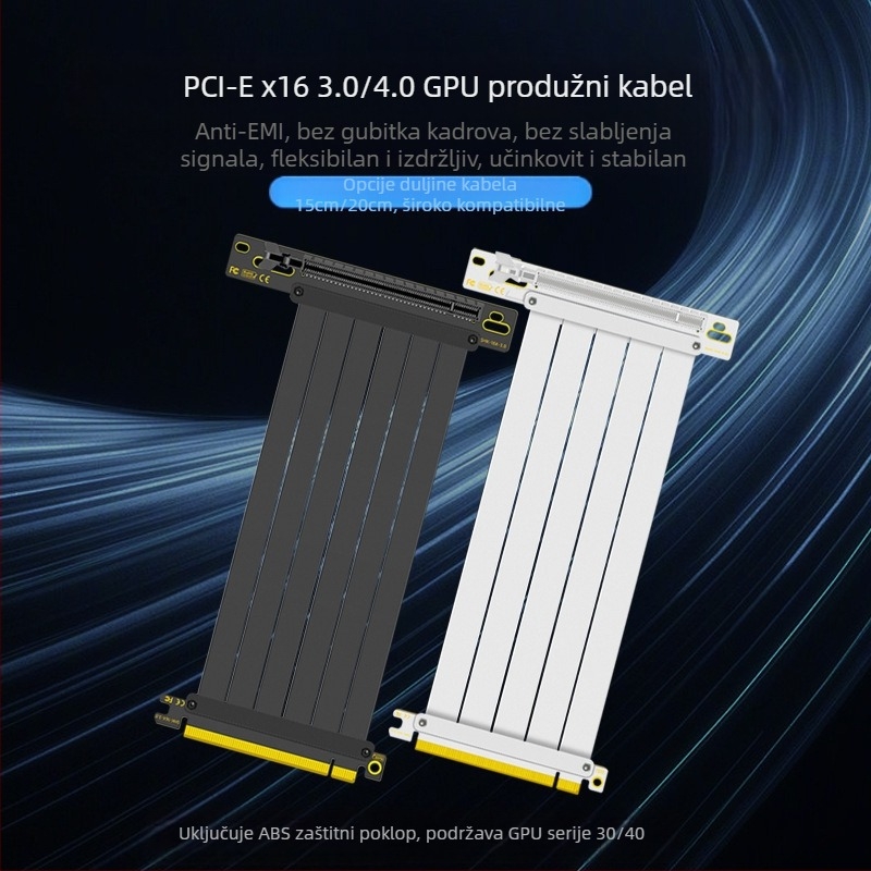 PCI-E 3.0 4.0 16x kabel za produženje grafičke kartice obitelji Zero Degree, kutna adapterska kartica od 90 stupnjeva, stabilnost prijenosa velike brzine