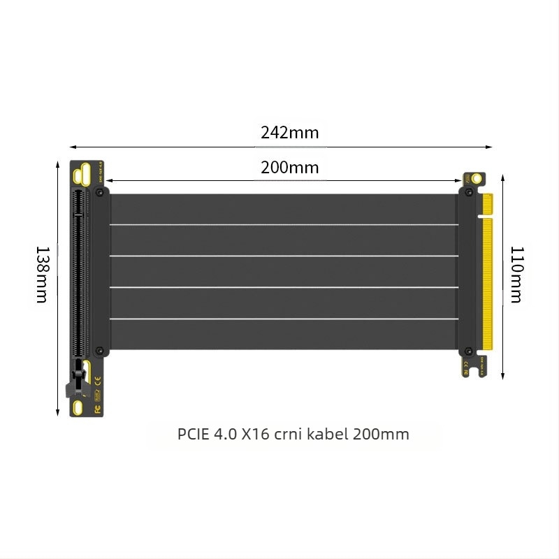 PCI-E 3.0 4.0 16x kabel za produženje grafičke kartice obitelji Zero Degree, kutna adapterska kartica od 90 stupnjeva, stabilnost prijenosa velike brzine