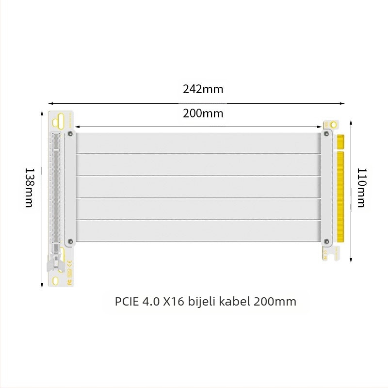 PCI-E 3.0 4.0 16x kabel za produženje grafičke kartice obitelji Zero Degree, kutna adapterska kartica od 90 stupnjeva, stabilnost prijenosa velike brzine