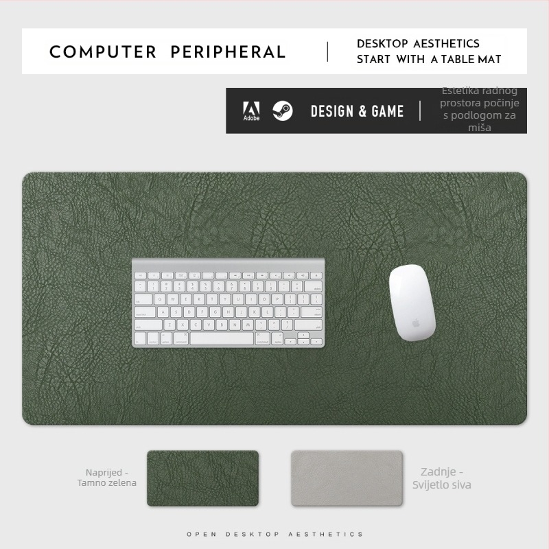 Podloga za miša od umjetne kože, otporna na mrlje, ekstra velika, retro uzorak kravlje kože, uredska podloga za računalni stol, vodootporna i otporna na mrlje, mala serija, veleprodaja