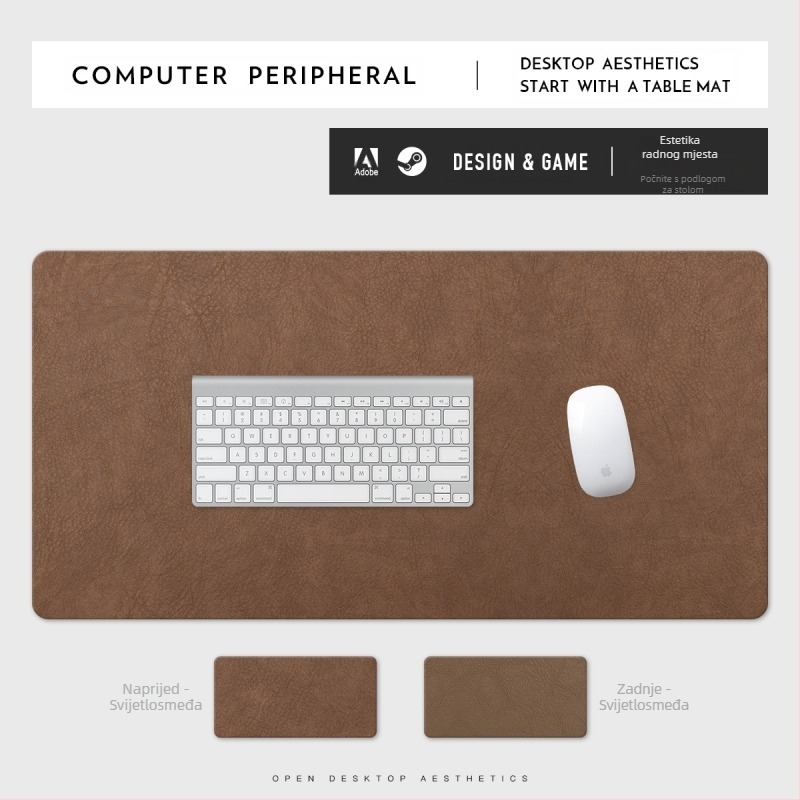 Podloga za miša od umjetne kože, otporna na mrlje, ekstra velika, retro uzorak kravlje kože, uredska podloga za računalni stol, vodootporna i otporna na mrlje, mala serija, veleprodaja