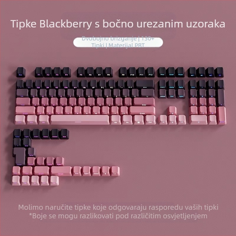 Prozirne PBT kapice tipki s bočnim graviranim uzorcima, mikrobrušena površina, 131 tipka, sublimacija boje u šest boja, moderno, kompatibilno s mehaničkim tipkovnicama