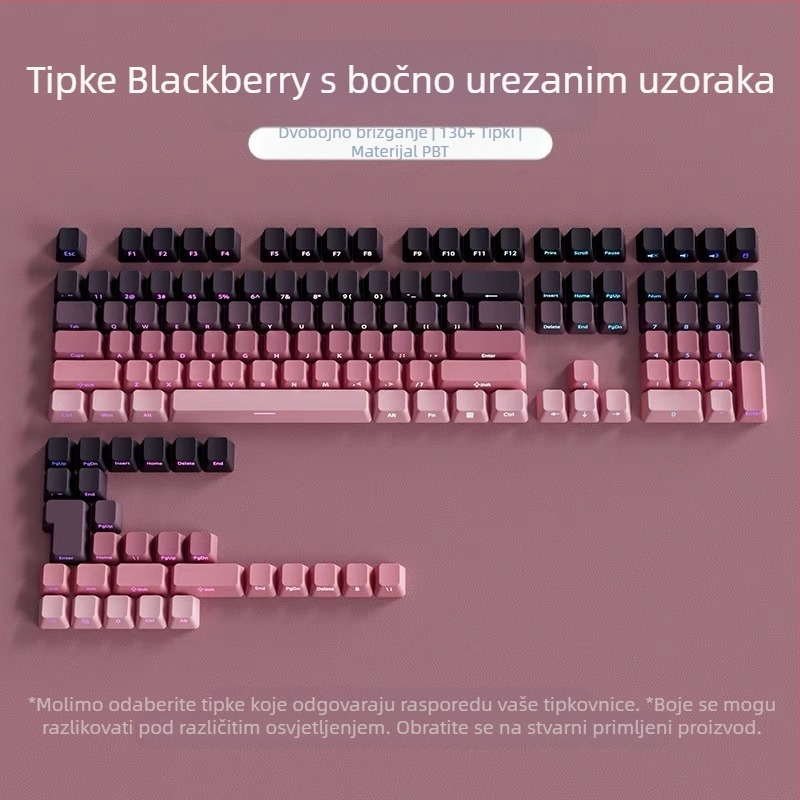 Prozirne PBT kapice tipki s bočnim graviranim uzorcima, mikrobrušena površina, 131 tipka, sublimacija boje u šest boja, moderno, kompatibilno s mehaničkim tipkovnicama